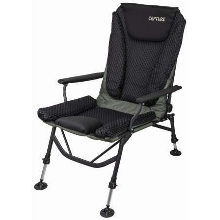 Capture Outdoor, Carp Levelchair "AirFlow Black Chair", chaise Carpiste, luxe, ergonomique, dossier réglable, accoudoirs, …